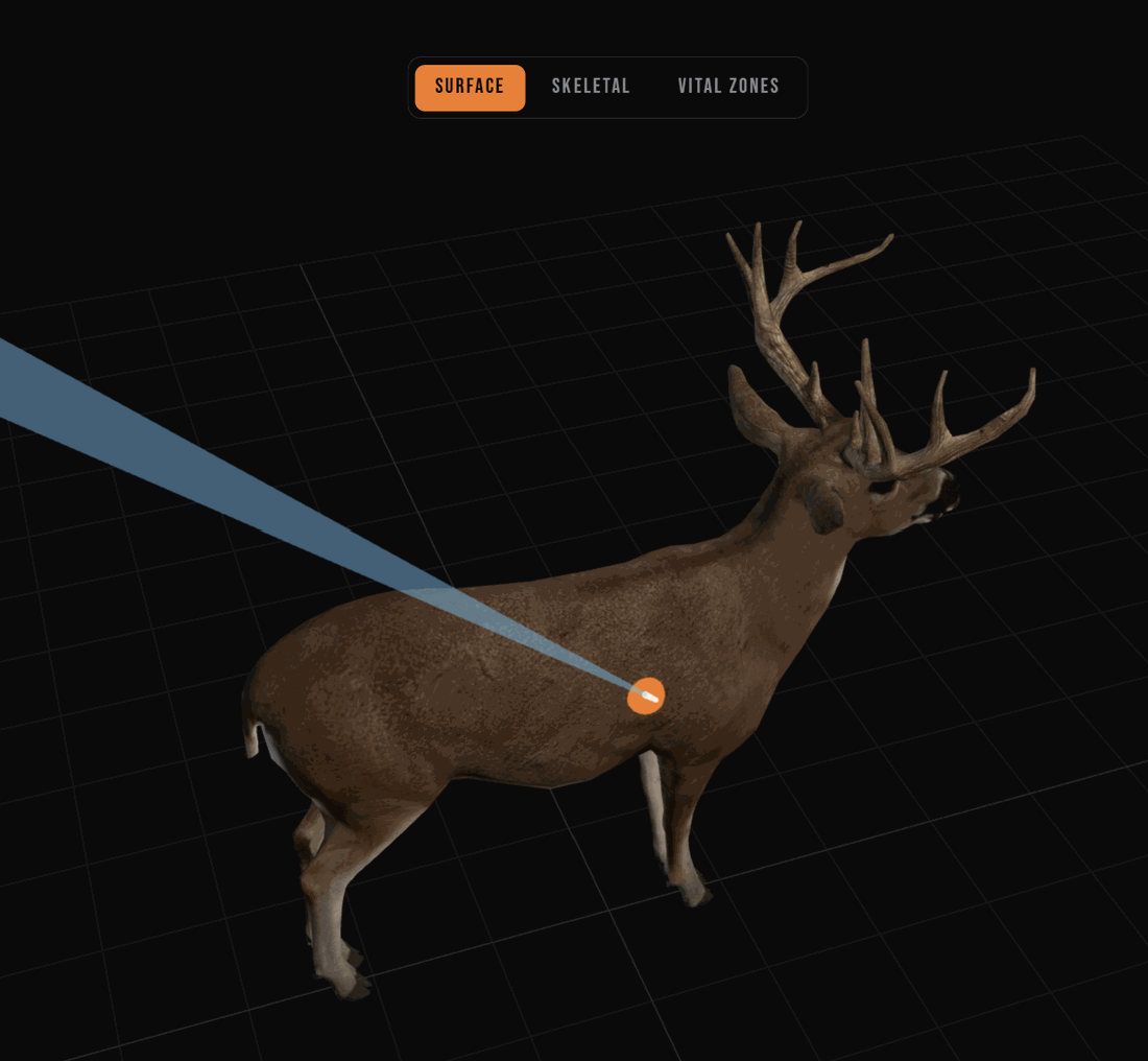3D shot tracker — mark the hit on a rotatable deer